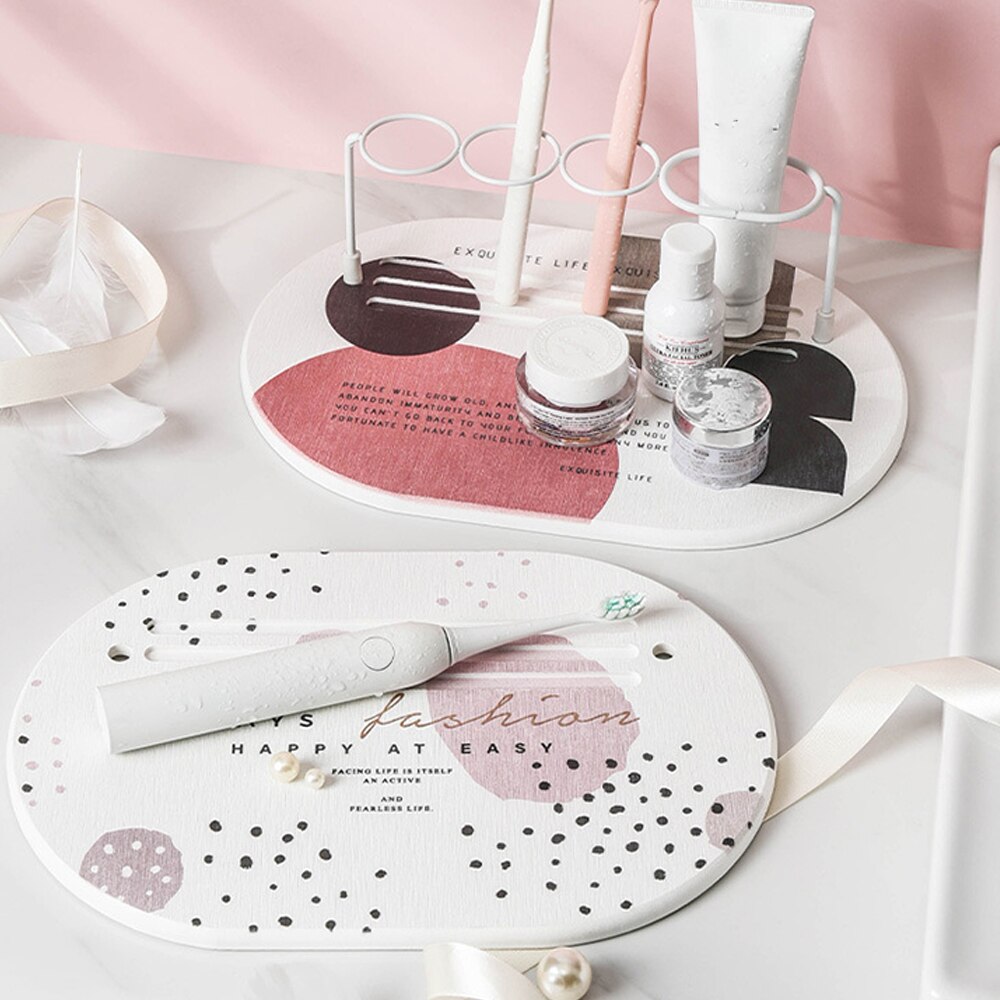 Diatom-soporte para cepillo de dientes eléctrico, estantería impermeable de diatomita para baño, almohadilla absorbente