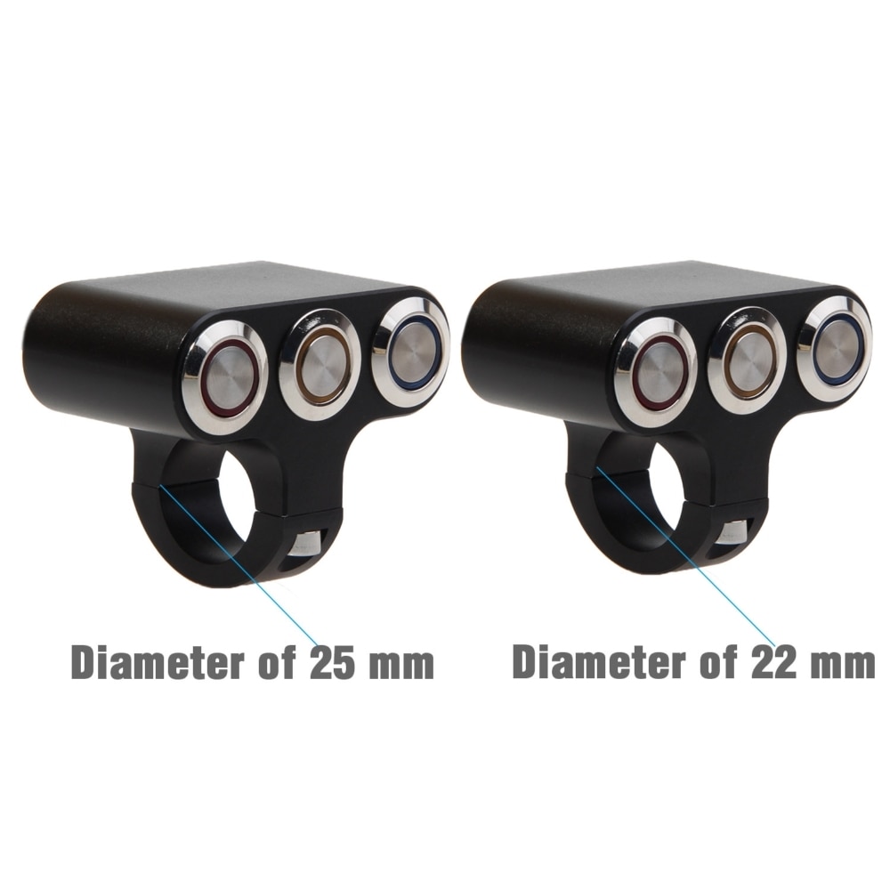 BOSMAA Motorcycle Handlebar Led Indicator light Switch 22mm/25mm Adjustable Mount Waterproof Button Switch DC12V For Fog Light