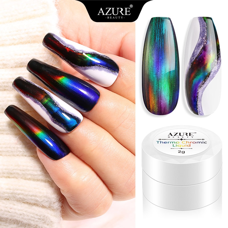 Azure Schoonheid Thermochrome Nagel Gel Lak Losweken Kleur Veranderende Thermische Led Gel Polish Semi Permanente Chameleon Gel