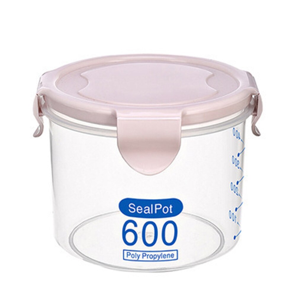 Fenkicyen Buckle PP Sealed Food Container Transparent Cereal Round Storage Jar Holders Kitchen Clear Seasoning Containers: NO.1