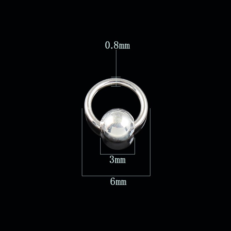 Echt 925 Sterling Zilveren Piercing Ronde Tepel Ring 20G Buitendiameter 8 10 12 Mm Wenkbrauw Piercing Sieraden mode-sieraden: Outer diameter 6mm