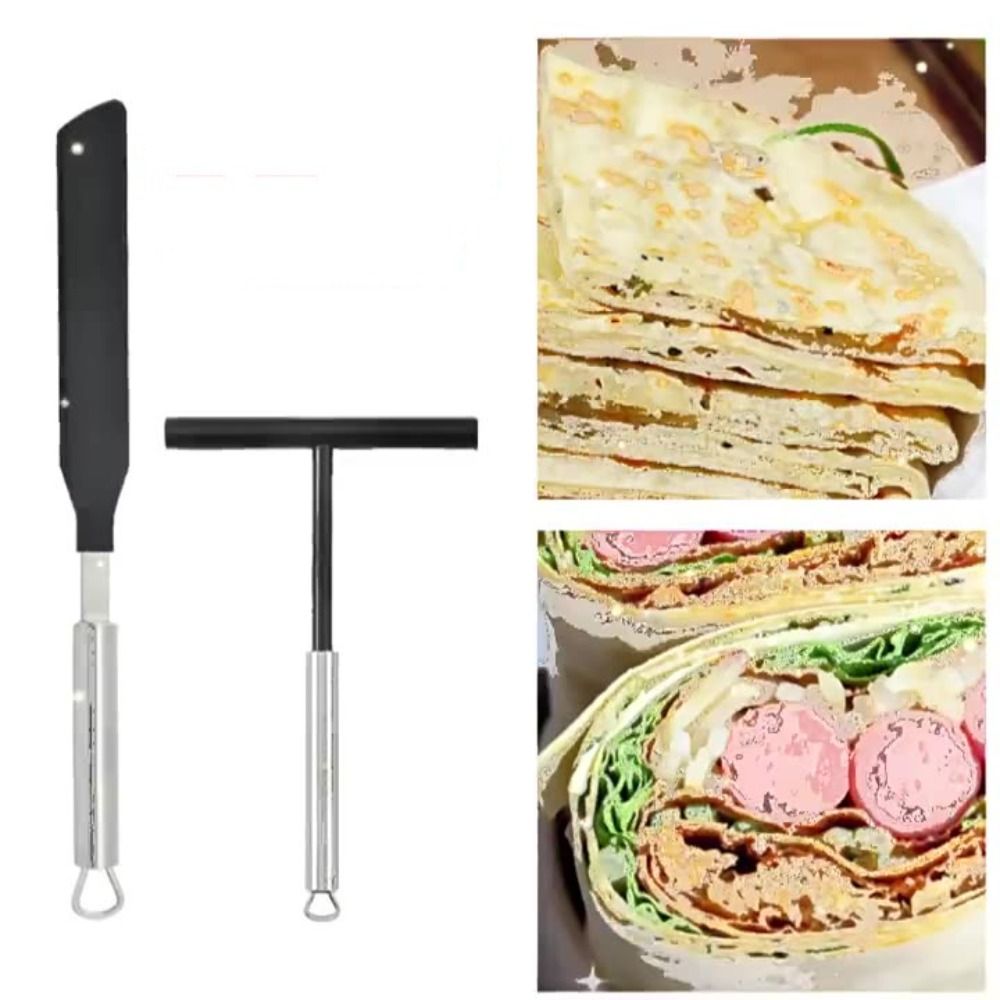 Durable Stainless Steel Cake Spreader Non Stick T Shape French Crepe Spreader With Hanging Hole Batter Spatula Baking Tool
