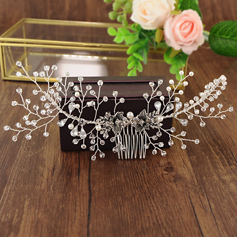 Accesorios para el cabello de boda cinta de pelo de perlas de cristal adornos para el pelo de boda joyería para el pelo de novia diademas SCHP02