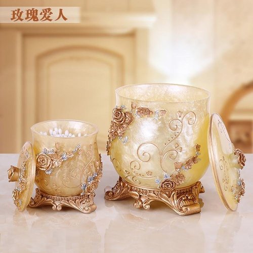 European desktop coffee table mini storage bin trash can small home storage tube garden round flower bucket garbage cans: H