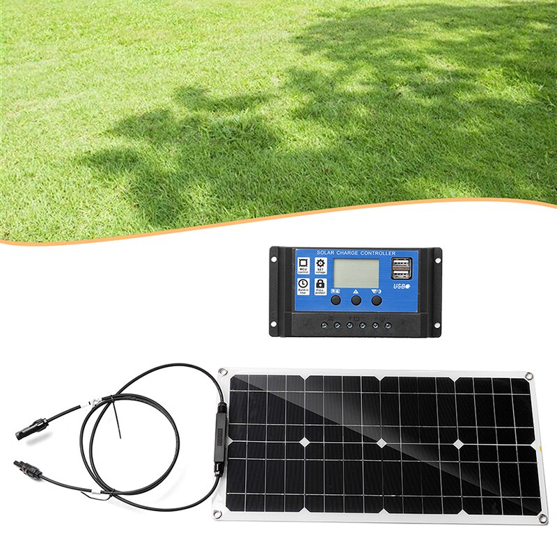 600W Solar Panel Polysilicon Solar Charging Board with 30A Solar Charge Controller for Car Yacht RV Battery Charger