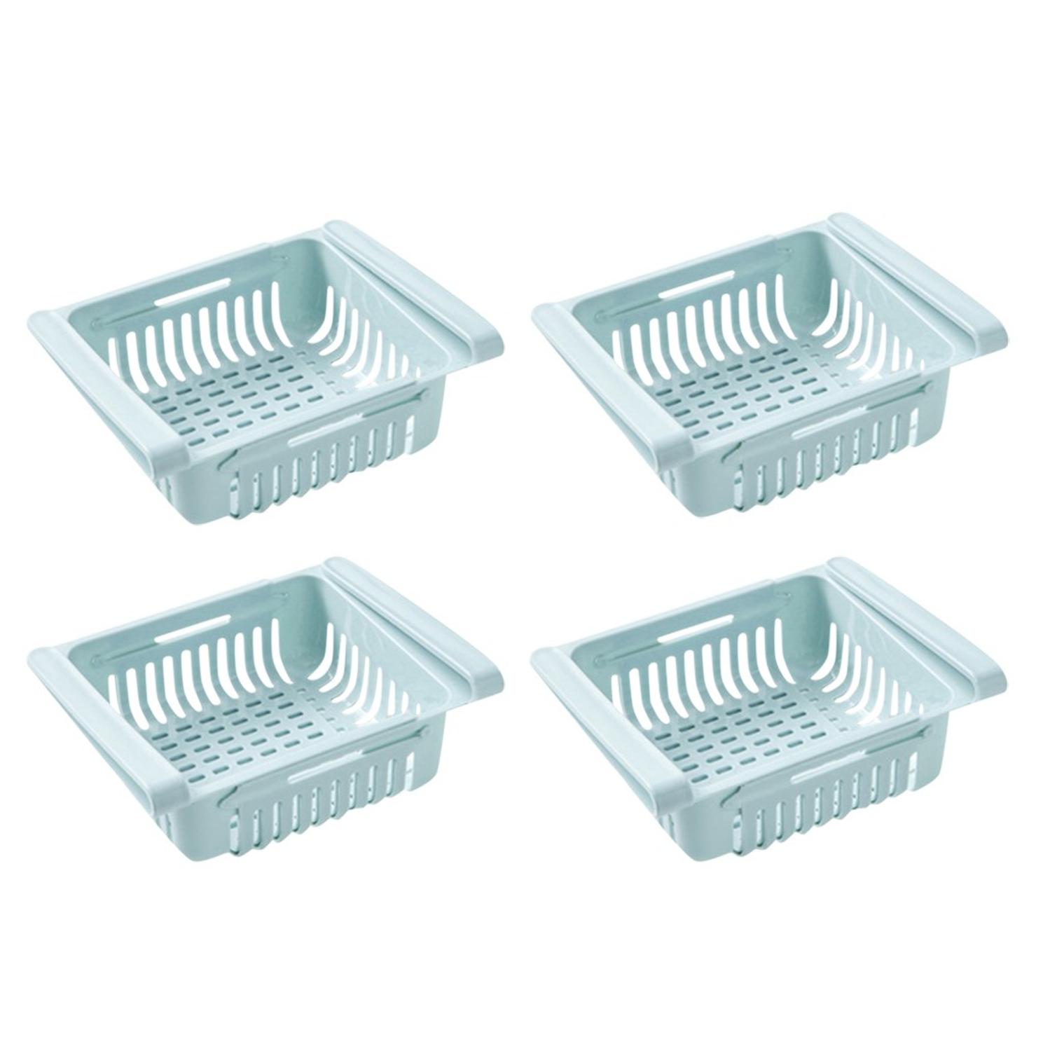 1/2/4 Pcs Organizer Koelkast Vriezer Organizer Koelkast Opslag Rack Plank Lade Organizer Voor Keuken: Blue  4