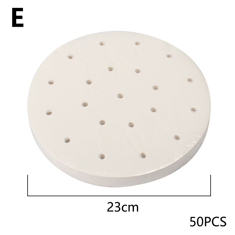 50Pc/Bag Air Fryer Steamer Liners Premium Perforated Wood Pulp Papers Non-Stick Steaming Basket Mat Baking Utensils For Kitchen: E