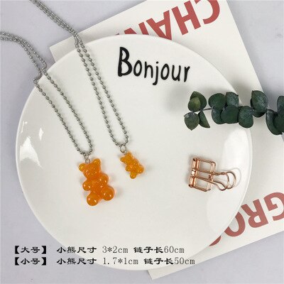 popular gummy bear trendy necklace women stainless steel chain womens necklace cheap jewelry with: orange-small