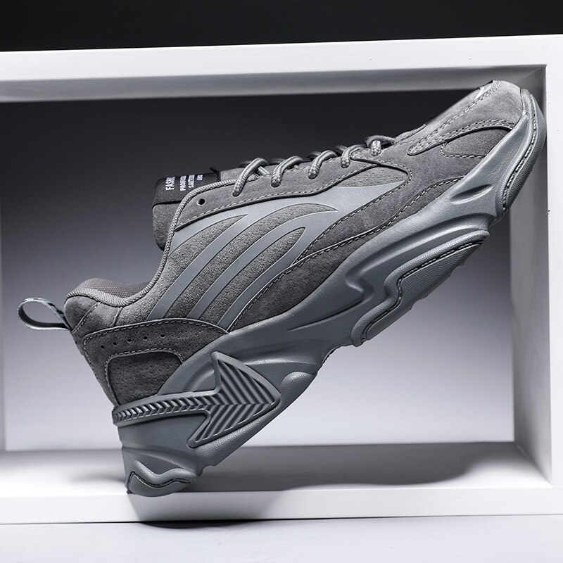 Wintertrend oude schoenen heren trendy schoenen lichtgevende reflecterende stijl heren sportschoenen outdoor casual herenschoenen: Grijs / 7.5