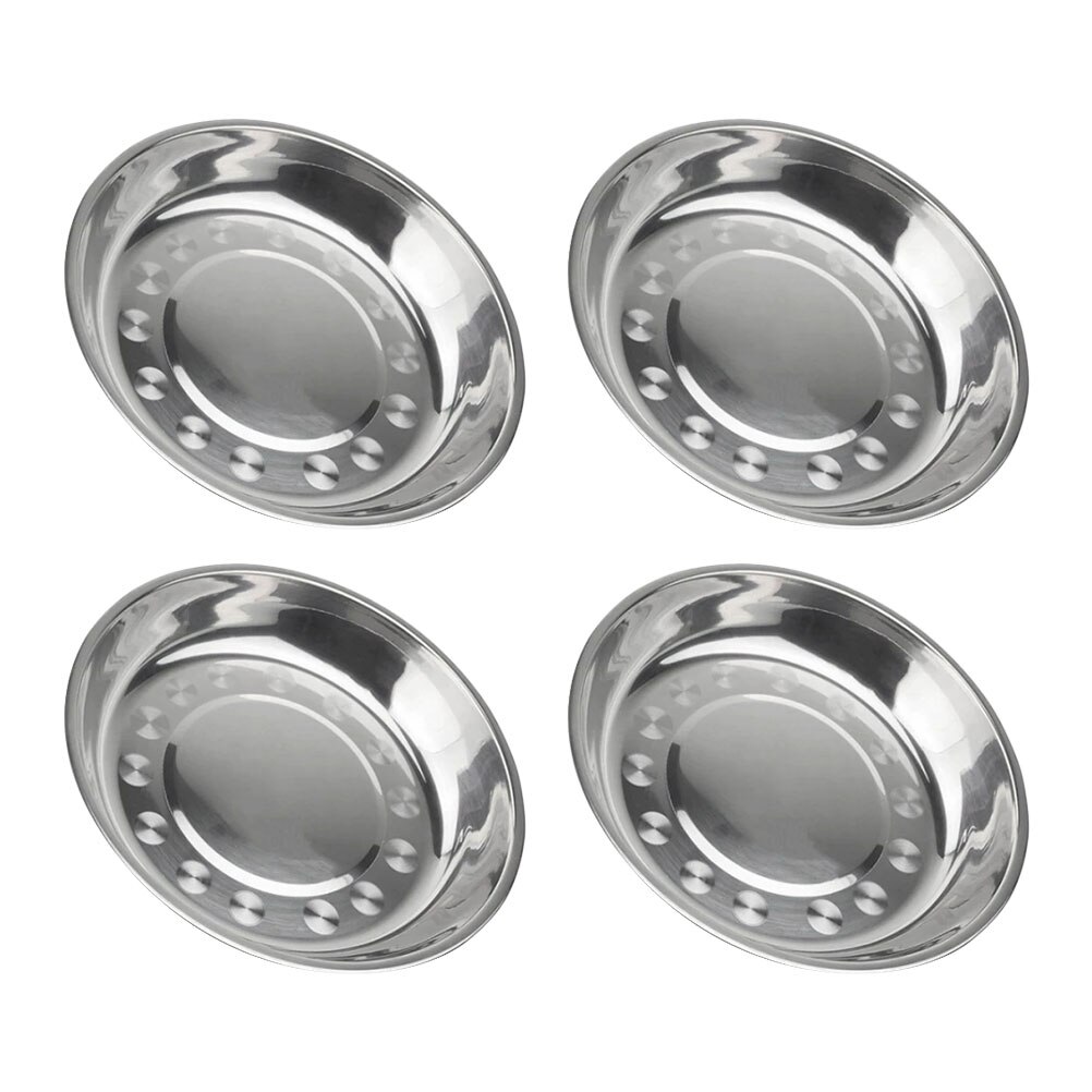 7pcs Stainless Steel Picnic Tray Dinner Plate Food Plate Durable BBQ Plate