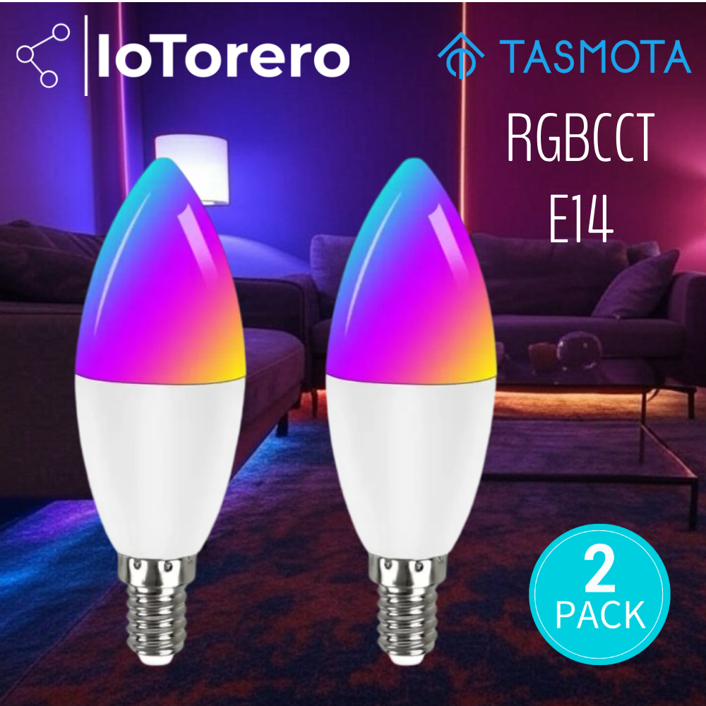 IoTorero Tasmota E14 2 PACK RGBCCT LED Bulb Works With Home Assistant
