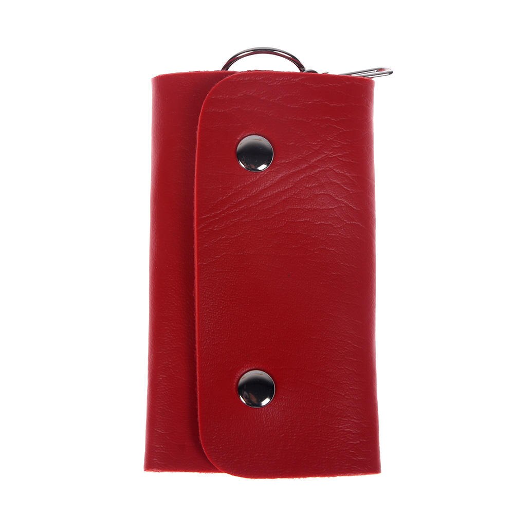 Housekeeper Key Organizer PU Leather Wallet Women Men's Car Key Ring Holder Case Bag Auto Keychain Hasp Pouch Pocket Storage: Red