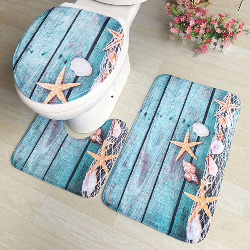Flannel 3D Print Non Slip 3Pcs/Set Toilet Seat Cover WC Lid Toilet Cover Bathroom Pad Floor Mat Rug Carpet Vloerkleed ZCL512