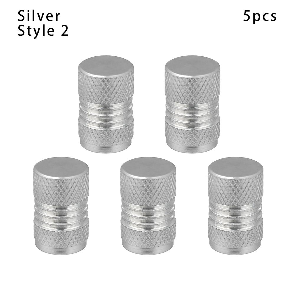 5pcs Universal Bike Valve Caps Dustproof Aluminum Alloy Schrader Valve Caps Motorcycles Trucks Cars Bikes: Silver-Style 2