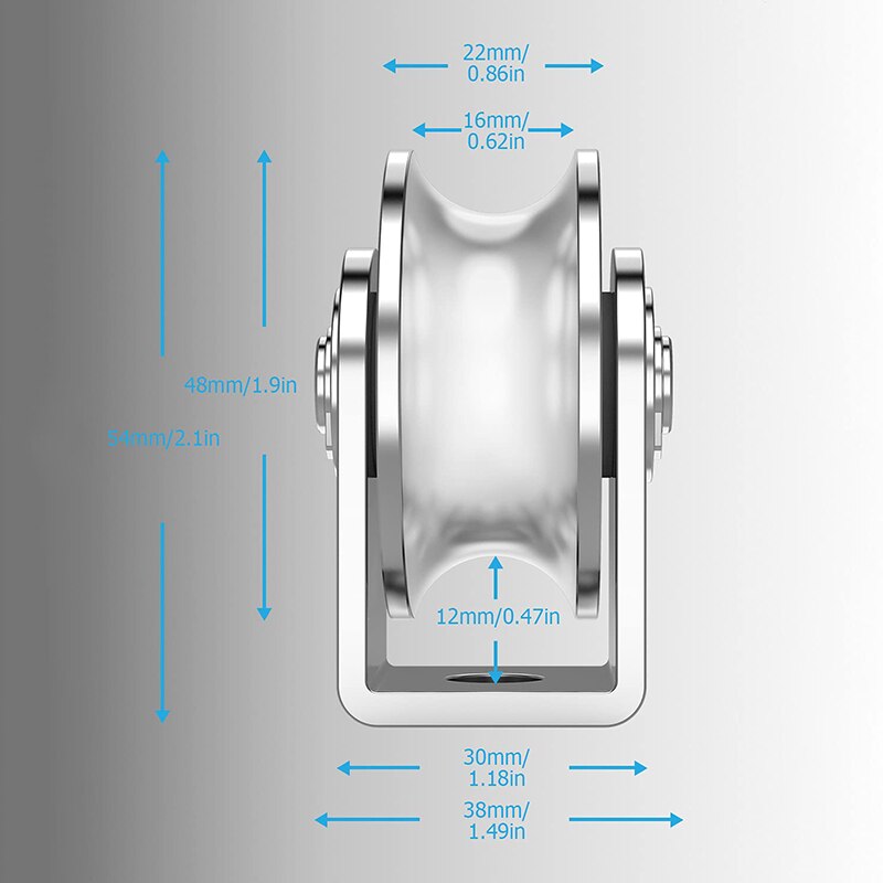 Pulley Block U Type Single Wheel Pulley Roller 304 Stainless Steel Loading 360 Degree Rotation Heavy Duty Grooved Wheel