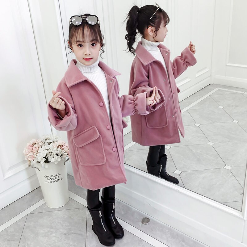 Jacke Für Mädchen Reine Farbe Mädchen Lange Jacke Warme Jacke Für Kinder Winter Teens Kleidung Für Mädchen 4 5 7 9 11 13 jahre Oberbekleidung