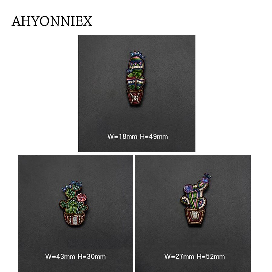 AHYONNIEX Indien Seide Badage Kaktus Flecken DIY Applikationen Stift Auf geistige Brosche Kleidung Schuhe Taschen Dekoration Kreative Abzeichen
