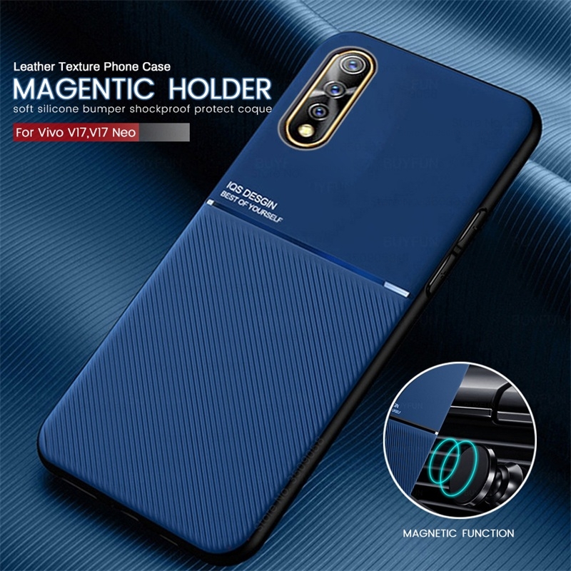 on vivov17 case car magnetic stand leather phone covers for vivo v17 v 17 neo v17neo soft silicone bumper shockproof coque