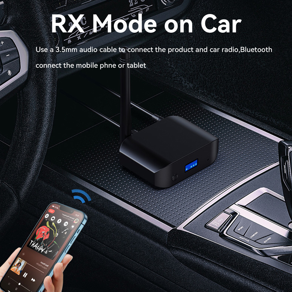 Tebe aptX HD/LL Bluetooth 5.3 Audio Receiver Transmitter with Antennae Aux Wireless Stereo Music Adapter for TV Car Speaker