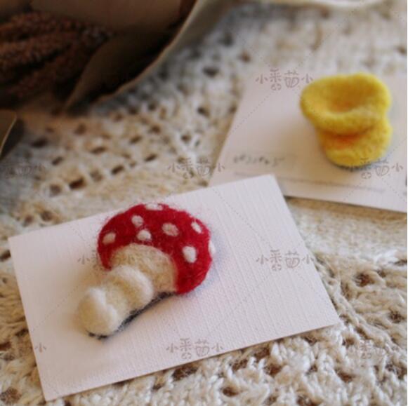 Broche champignon en feutre de laine, kit d&#39;aiguilles en feutre de laine, décoration artisanale: B