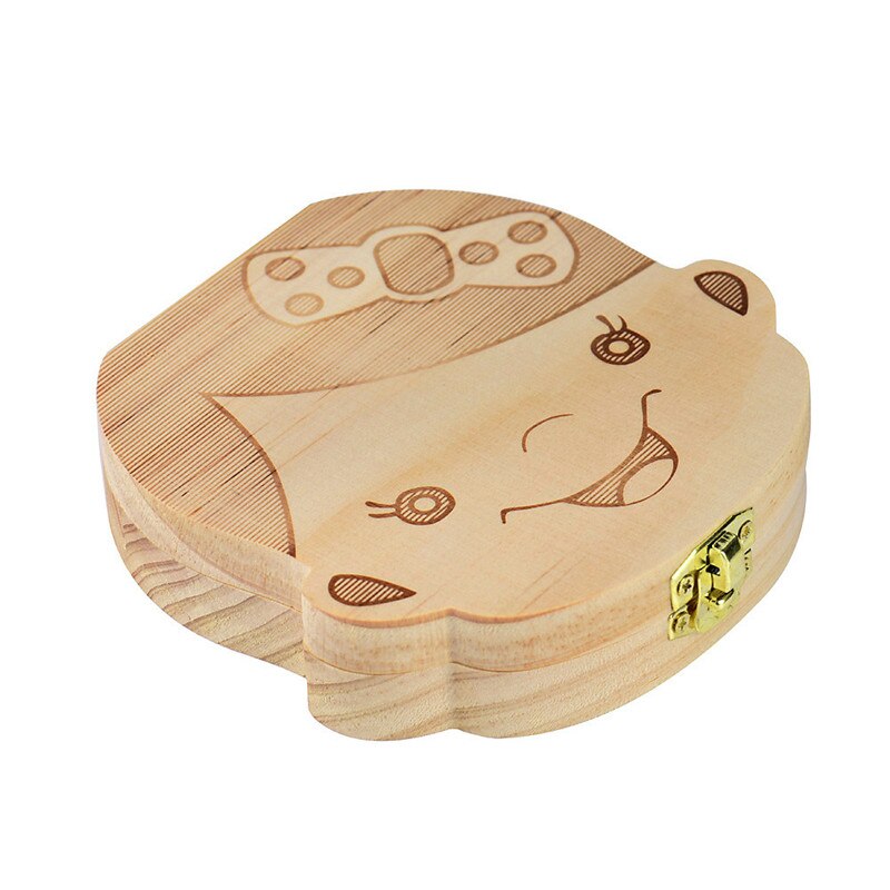 Nederlands/Engels/Griekenland/Portugal Spaans Tand Houten Box Organizer Melk Tanden Hout Opslag Verzamelen Tanden Navelstreng doos