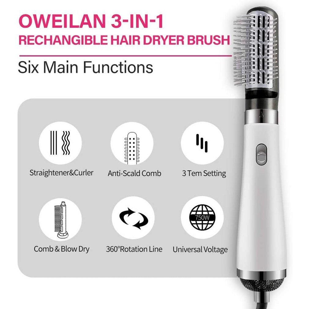 Hair Dryer Brush All-in-One Air Brush For Drying Straightening Curling Hair Volumizer Blow Dryer Brush Hair Styler Brush