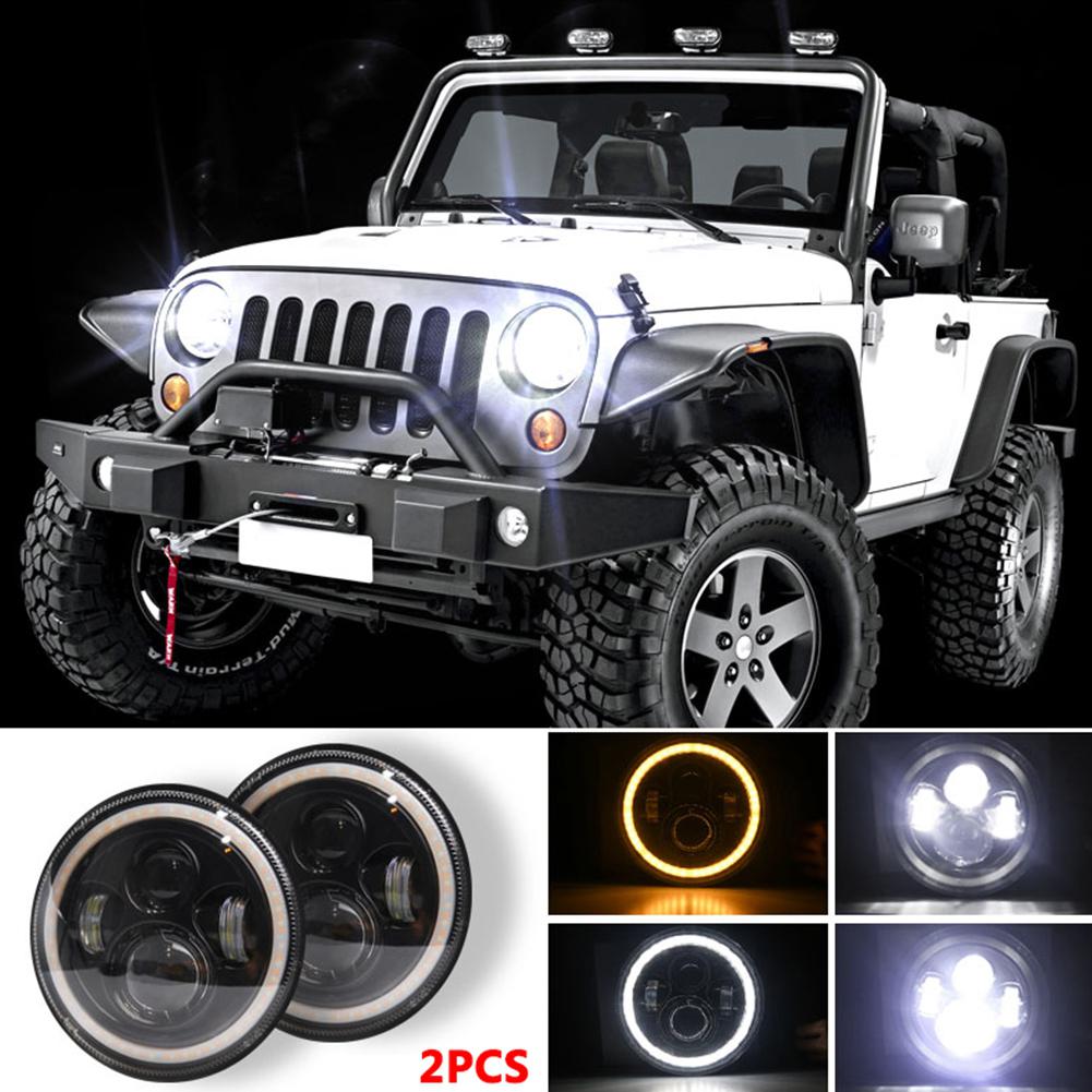 Himiss 7 Inch 140W Led Koplampen Halo Hoek Eye Voor Jeep Wrangler Cj Jk Lj 97-17: 2PCS