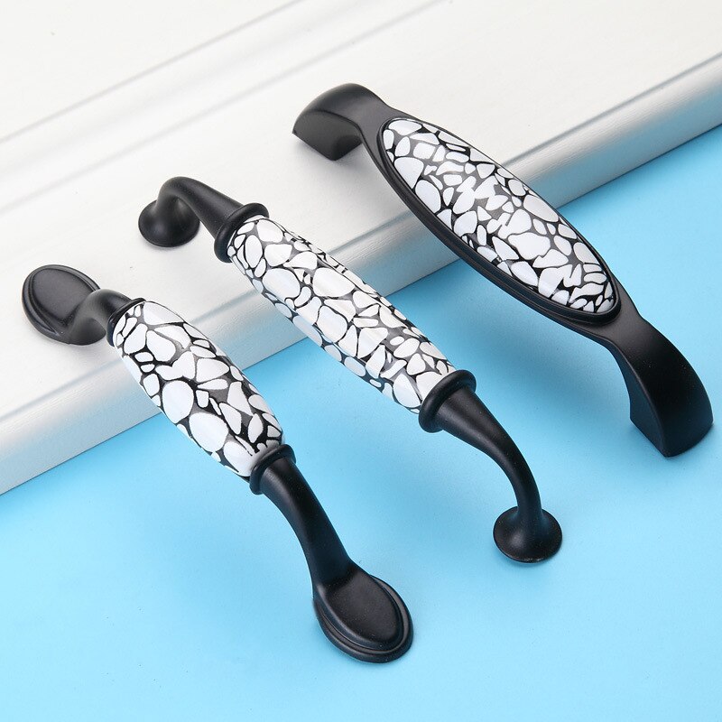 Black/White Ceramic Furniture Handle American Style Simple Kitchen Cabinet Handle Wardrobe Round Drawer Knob