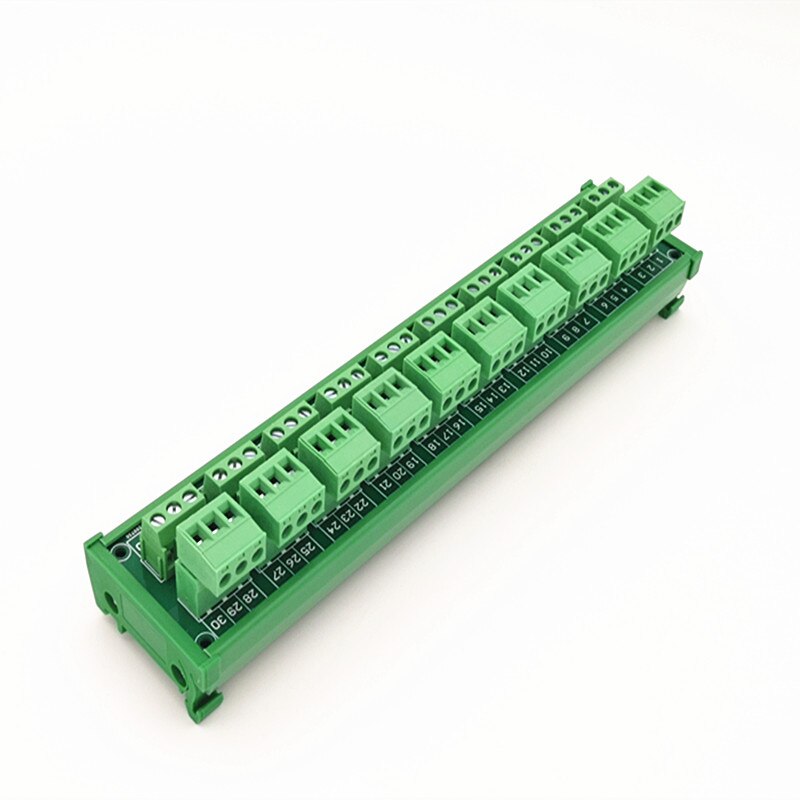 DIN Rail Mount 15A/300V 10x3Position Screw Terminal Block Distribution Module.