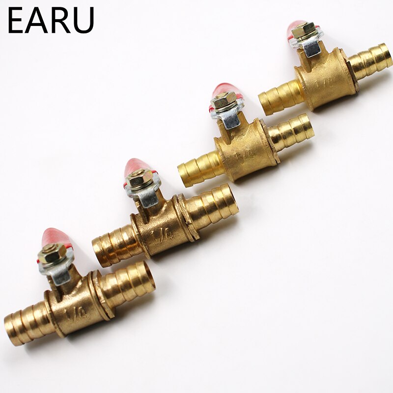 6mm-12mm slang hulling inline mässing vatten olja luft gas bränsle ledning avstängning kulventil rörkopplingar pneumatisk kopplingskontroll