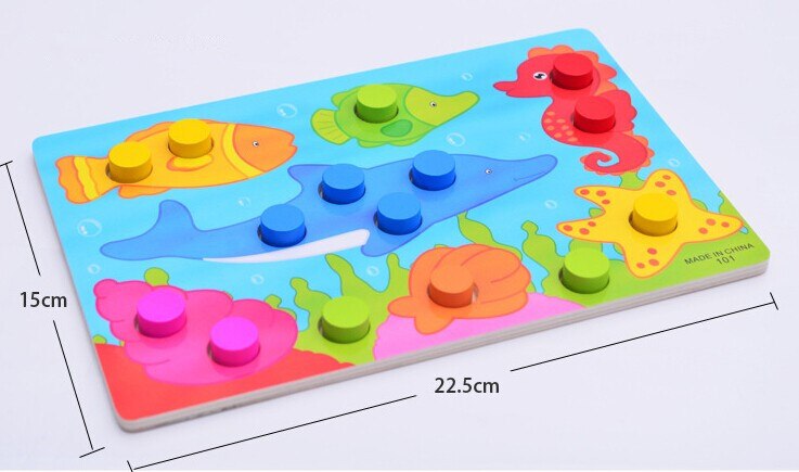 Planche de puzzle Tangram en bois pour enfants, pour enfants, éducation précoce, dessin animé, maison en bois, animaux, jeu, jouets