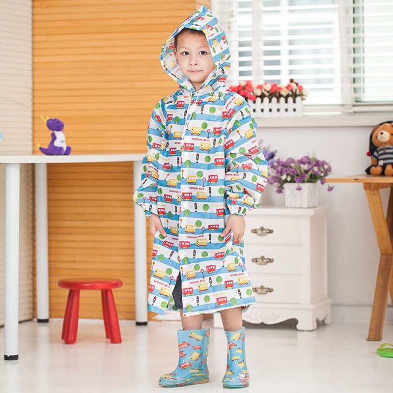 Børn regnfrakke sød capa de chuva infantil vandtæt japan børn regnfrakke dække poncho regntøj hætteklædt jaqueta uigennemtrængelig: Blå / M