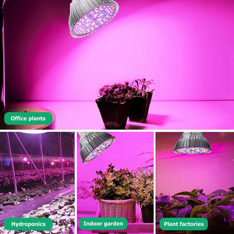 LED Grow Lights Bulb E27 50W Plant Grow Light Full Spectrum Or Indoor Plants Garden Growing Greenhouse Succulents