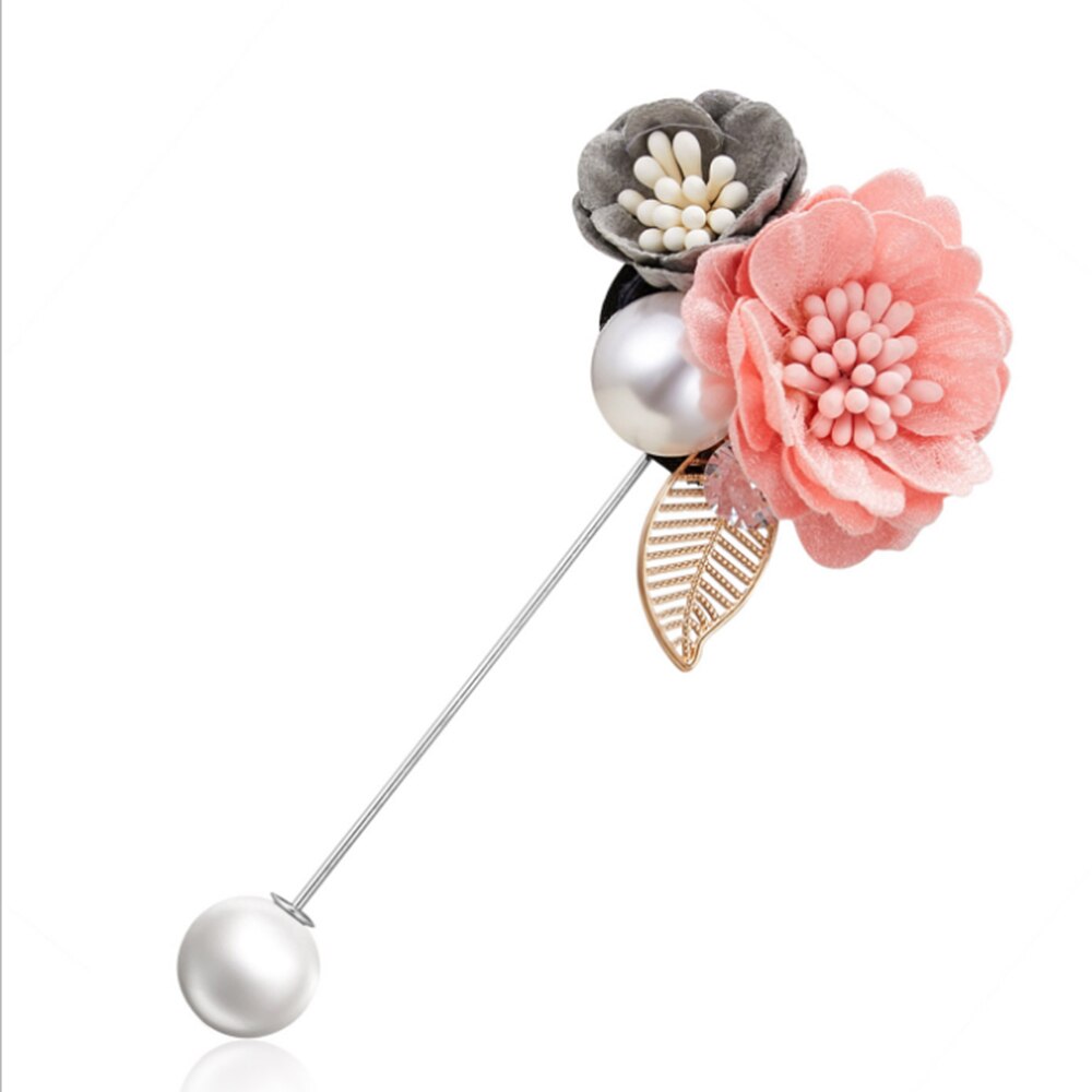 1 stycke dam tyg konst pärla tyg blomma brosch nål kofta skjorta sjal nål kappa badge smycken tillbehör: A