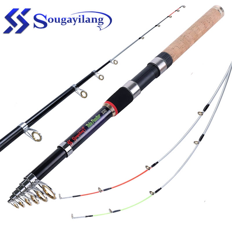 Sougayilang 2.7m/3.0m/3.3m Feeder Fishing Rod Portable Telescopic High Carbon Spinning Rod Carp Fishing Tackle Lure 120-180g
