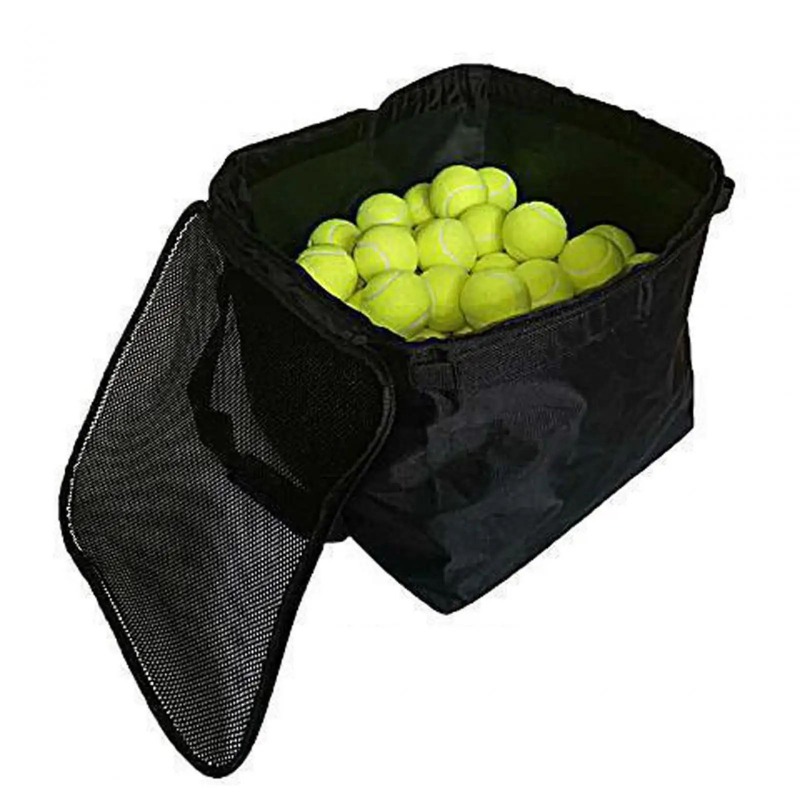 Tennisball-Wagen-Tasche für 160 Bälle, große Ballkapazität, Aufbewahrungstasche aus Oxford-Stoff, schwarz, kompakter Tennisballkorb für Höhle Unterricht
