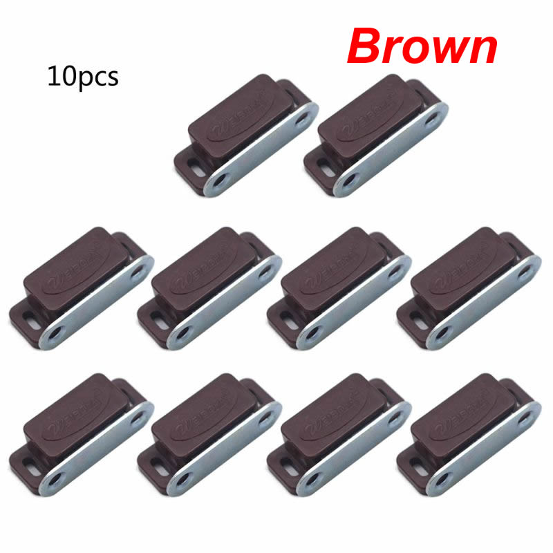 10Pcs Mini Plastic Cabinet Magnetic Catch Lock Latch Door Shutter Home Furniture H3CC: Brown