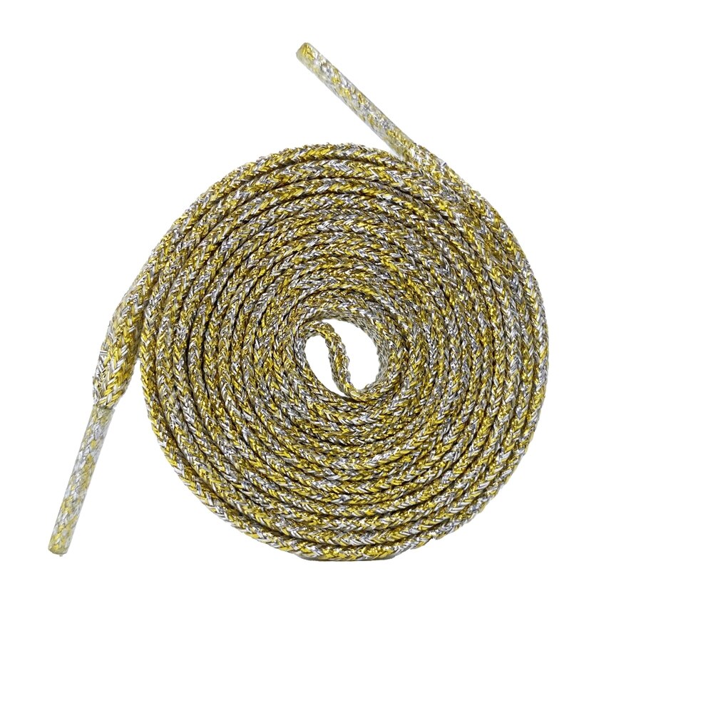 Kleurrijke Brede Kanten Schoenveters Van Sneakers Metallic Glitter Shiny Goud Zilver Sport Running Platte Pailletten Waterdichte Schoen Veters: Gold with silver