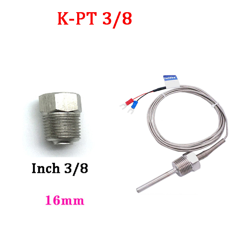 Inch PT100/K Stainless Steel Fixed Thread Platinum Thermal Resistance Thermocouple Waterproof Temperature Sensor Probe: Silver