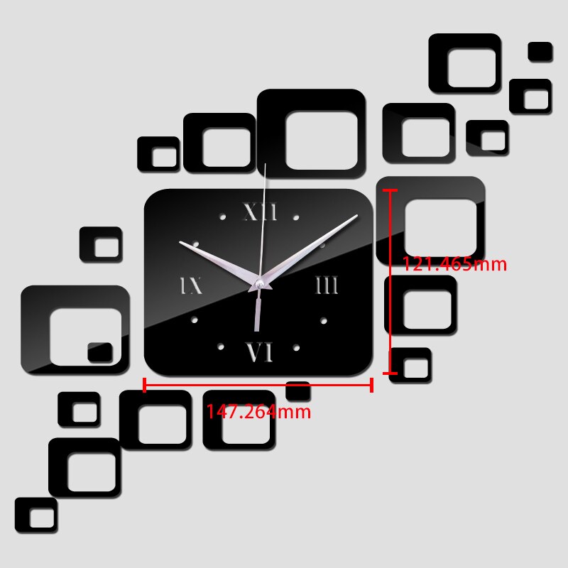 Wall Clock Big Size DIY Acrylic Mirror Wall Clocks Sticker Modern Home Decor Quartz Mechanism Clock Needles
