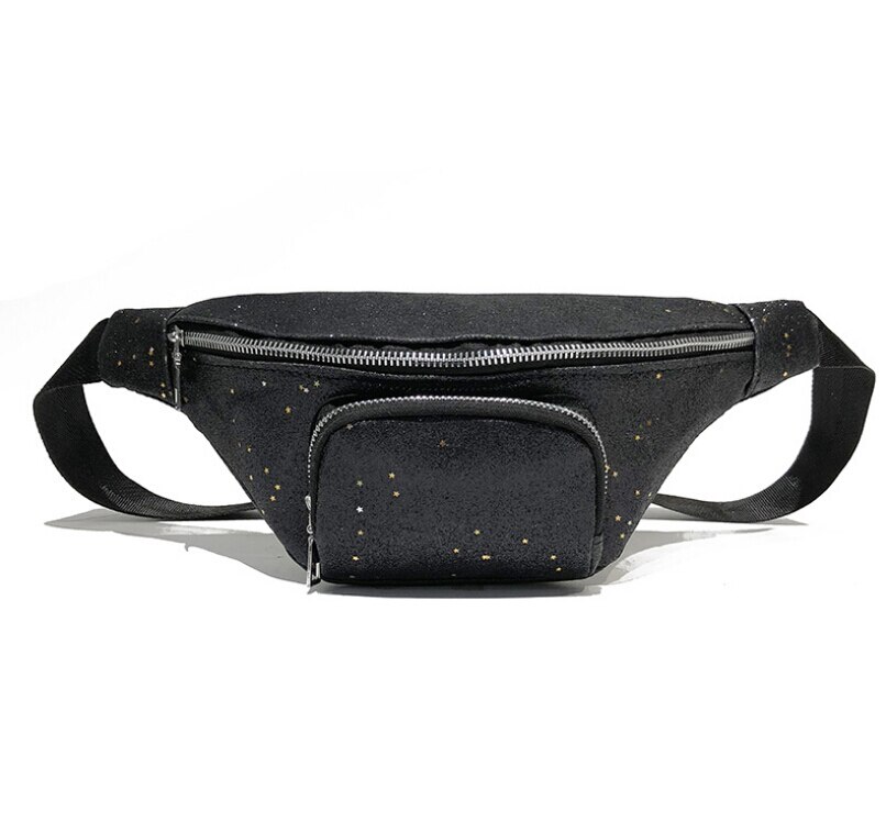 Women's Waist Fanny Pack - Sequin Travel Hip Bum Bag - Small Purse Chest Pouch - Crossbody Shoulder Bag: Black