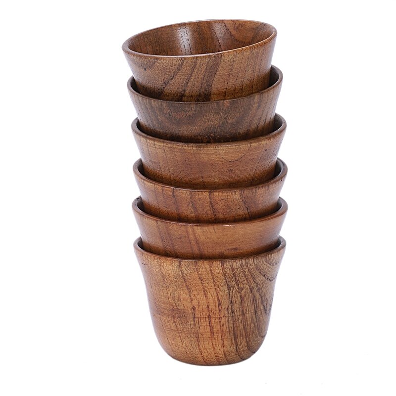 6pcs tea set small wooden cup small cup anti-side wooden cup and natural wood wine glass wooden tea cup