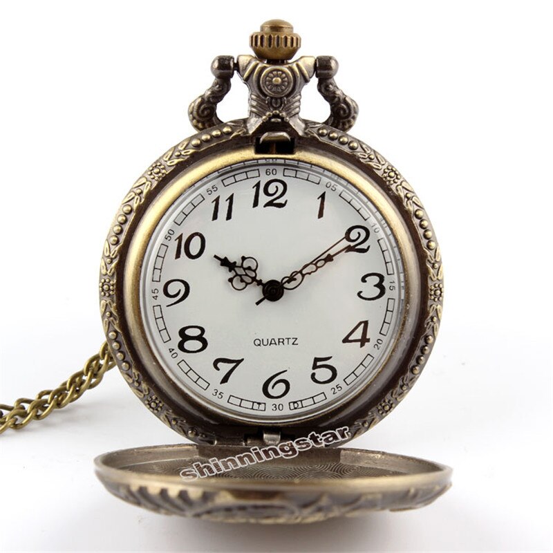 Vintage bronzen treinfront locomotief motor ketting quartz zakhorloge ketting  p07 met doos relogio de bolso