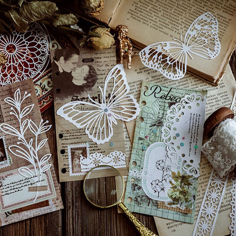 Leaf Plants Circle Lace Material Paper Journal Planner Decorative Scrapbooking