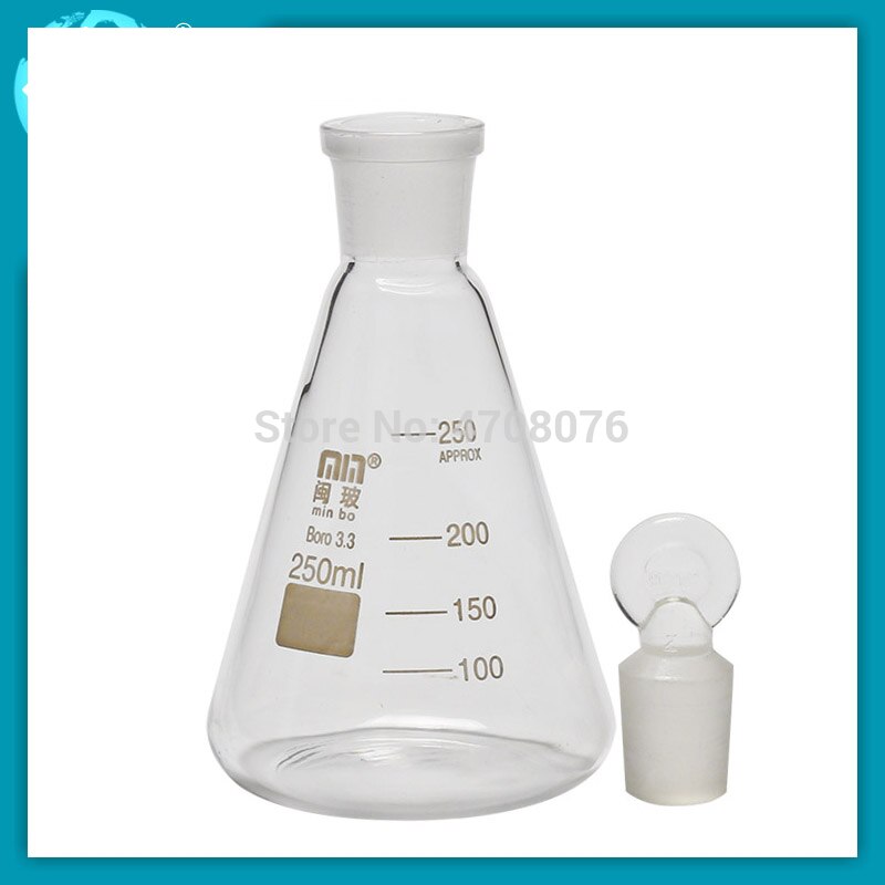 50-500ml Glas afgestudeerd erlenmeyer met stop transparant Borosilicate erlenmeyer Driehoek kolven voor chemische test