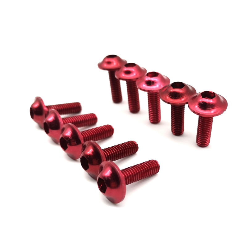 10 Uds. Tornillos de carenado de aluminio anodizado m6 x 20mm, negro, rojo, azul y dorado, tornillos para motocicleta