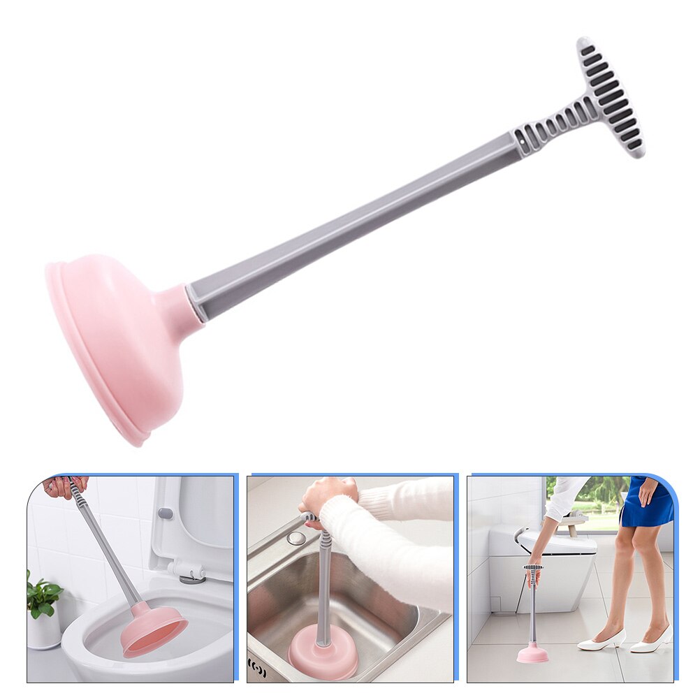 Toilet Plunger Useful Long Handle Rubber Cup Toilet Plunger Long Handle Plunger for Kitchen Sink Bathroom: Pink