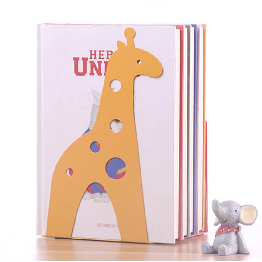 1 paio di animali giraffa Design fermalibri studenti metallo ferro supporti per libri cavi simpatici libri organizzatore titolare forniture scolastiche per ufficio
