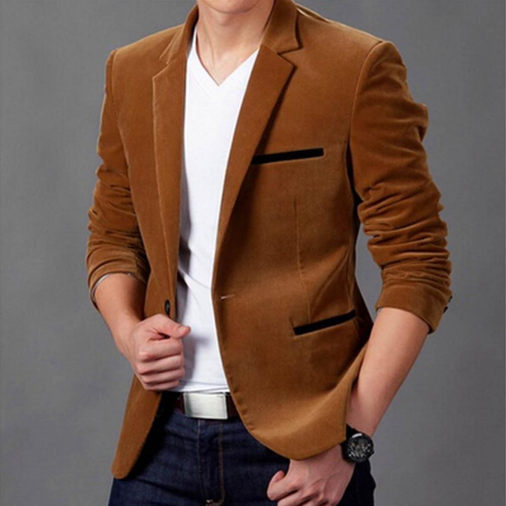 Luxury Men Blazer Autumn Brand Classic Busines Coat Slim Fit Men Suit Terno Masculino Blazers Men: Khaki / XXL