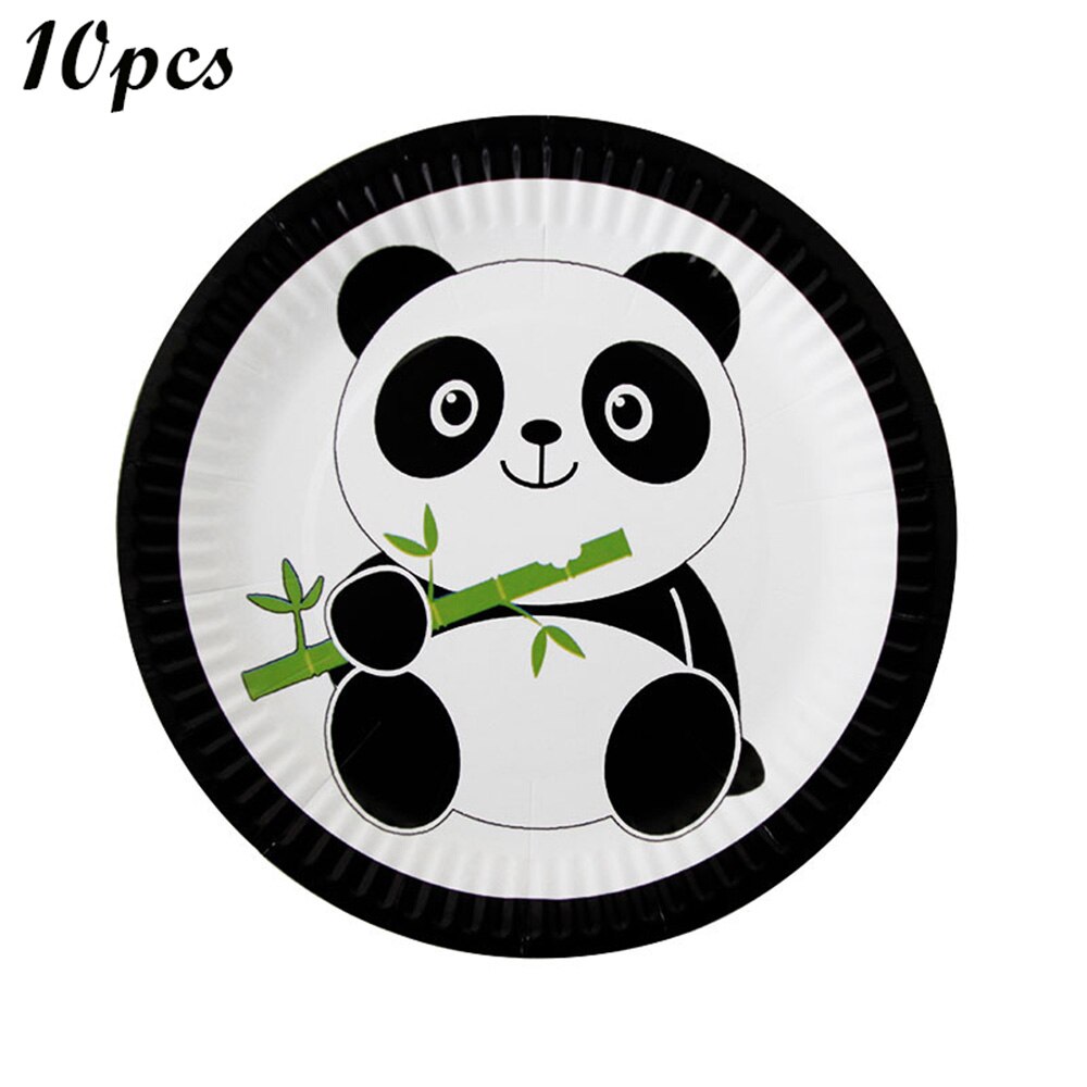 Cute Cartoon Panda Theme Tableware Birthday Party Disposable Plate Napkin Flags Cartoon Kids Favors Baby Shower Party Supplies: paper plate